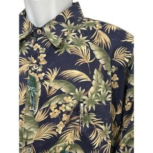 Tori Richard Men Shirt‎ Camp XL Blue Palms Cotton Lawn Hawaiian White Lotus